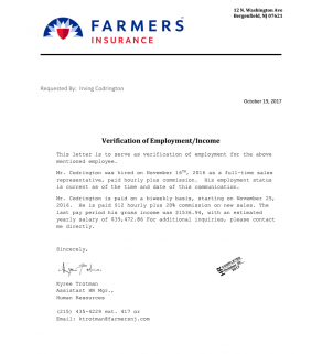 Stamped Letter, Income Verification