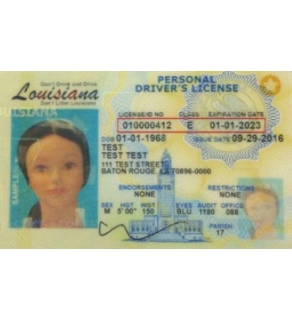 Louisiana Driver's License, Novelty